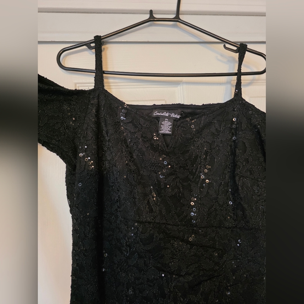 Black Sequin Lace Dress